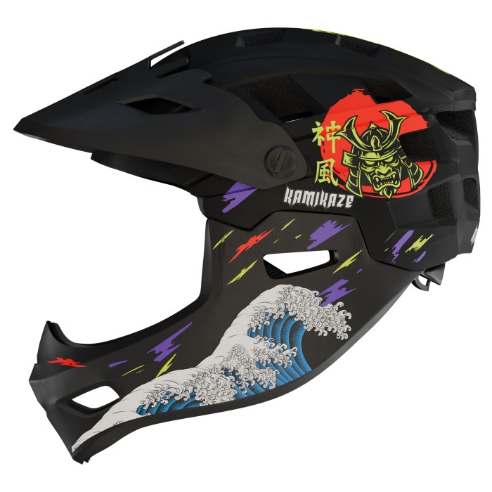 Casque à mentonnière Kamikaze RONIN Wave Black
