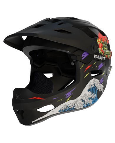 Casque à mentonnière Kamikaze RONIN Wave Black