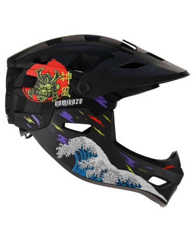 Casque à mentonnière Kamikaze RONIN Wave Black