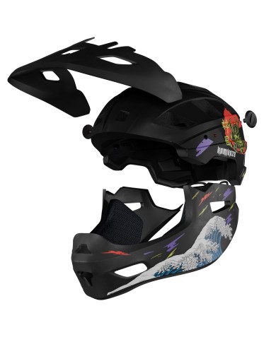 Casque à mentonnière Kamikaze RONIN Wave Black