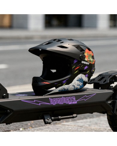Casque à mentonnière Kamikaze RONIN Wave Black