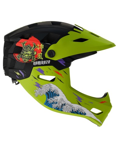 Casque à mentonnière Kamikaze RONIN Wave Green