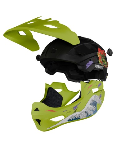 Casque à mentonnière Kamikaze RONIN Wave Green