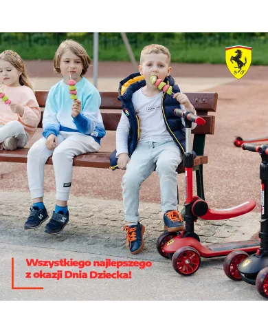 Trottinette enfant Ferrari à trois roues 2-en-1 FXK28-2 Rouge
