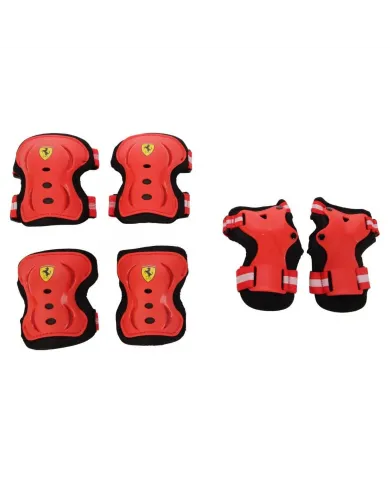 Ensemble de protections Ferrari pour enfants pour genoux, coudes et poignets taille XXS rouge