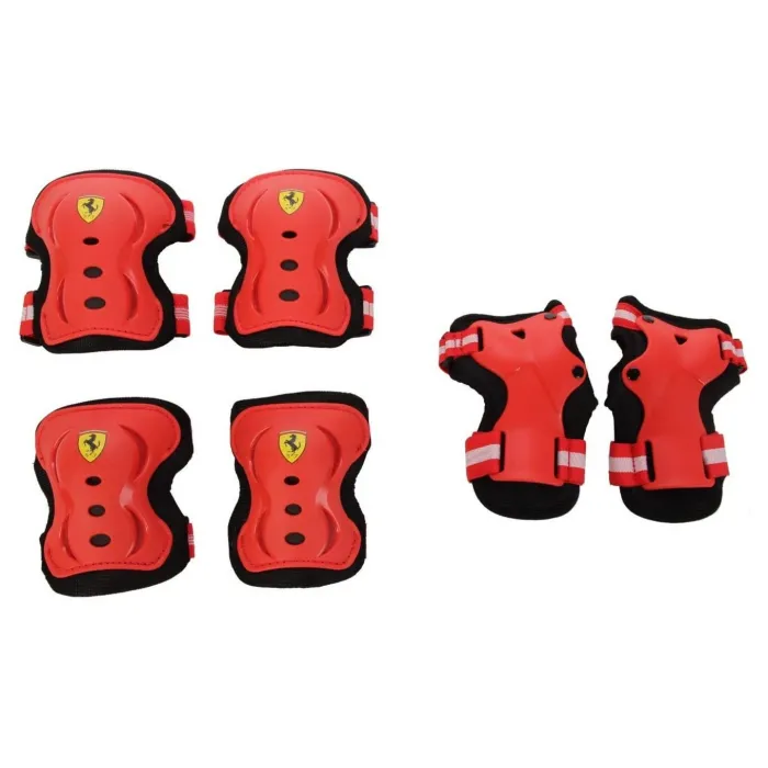 Ensemble de protections Ferrari pour enfants pour genoux, coudes et poignets taille XXS rouge