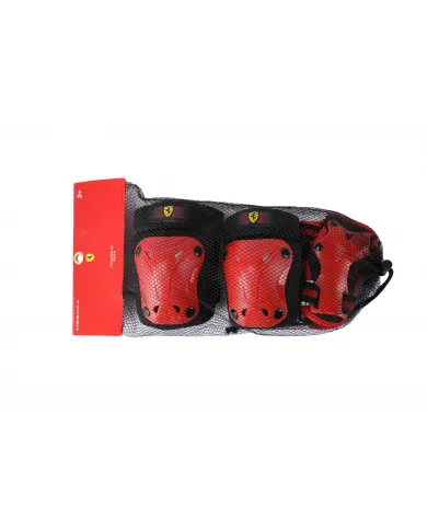 Ensemble de protections Ferrari pour enfants pour genoux, coudes et poignets taille XXS rouge