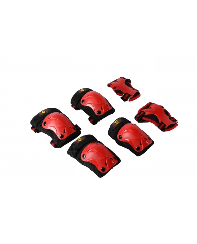 Ensemble de protections Ferrari pour enfants pour genoux, coudes et poignets taille XXS rouge